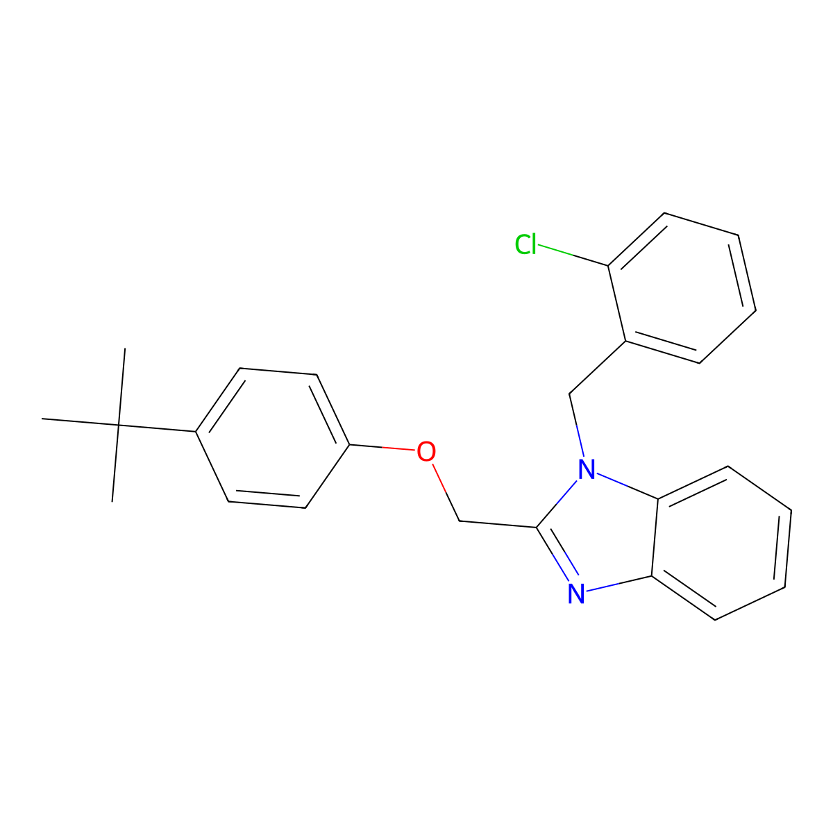 2-((4-(tert-butyl)phenoxy)methyl)-1-(2-chlorobenzyl)-1H-benzo[d]imidazole molecular structure, CAS 615280-76-7