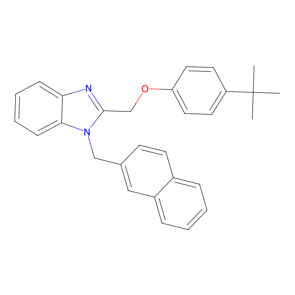 2-[(4-tert-butylphenoxy)methyl]-1-(naphthalen-2-ylmethyl)-1H-benzimidazole molecular structure, CAS 615280-81-4