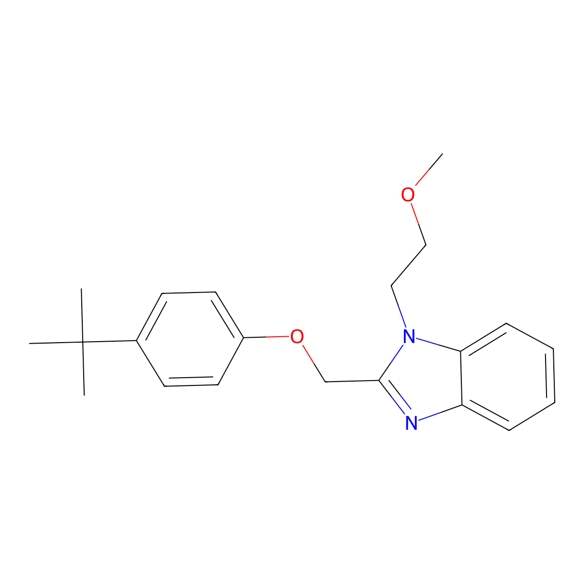2-((4-(tert-butyl)phenoxy)methyl)-1-(2-methoxyethyl)-1H-benzo[d]imidazole molecular structure, CAS 615280-83-6
