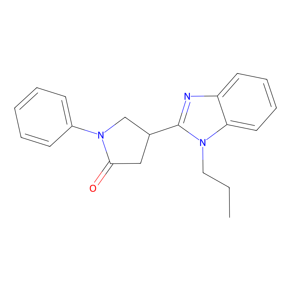 1-Phenyl-4-(1-propylbenzimidazol-2-yl)pyrrolidin-2-one molecular structure, CAS 615281-67-9