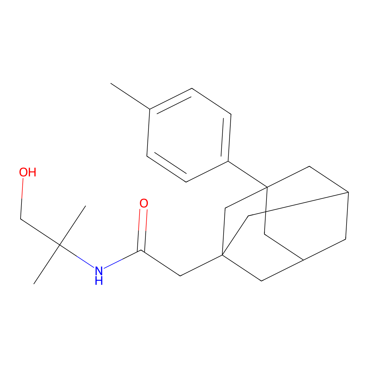 N-(1-hydroxy-2-methylpropan-2-yl)-2-[3-(4-methylphenyl)adamantan-1-yl]acetamide molecular structure, CAS 615281-81-7
