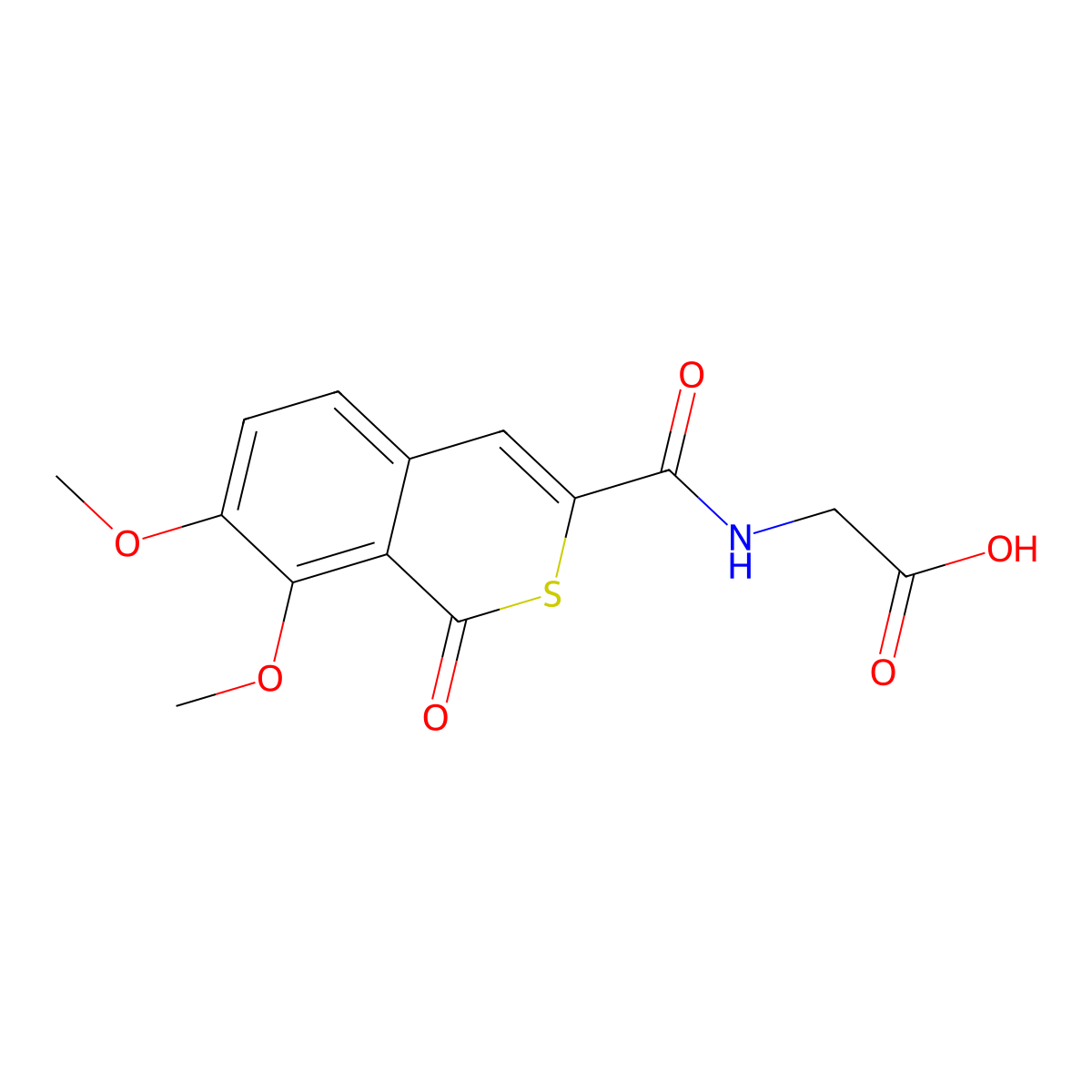 2-[(7,8-dimethoxy-1-oxo-1H-isothiochromen-3-yl)formamido]acetic acid molecular structure, CAS 615282-41-2