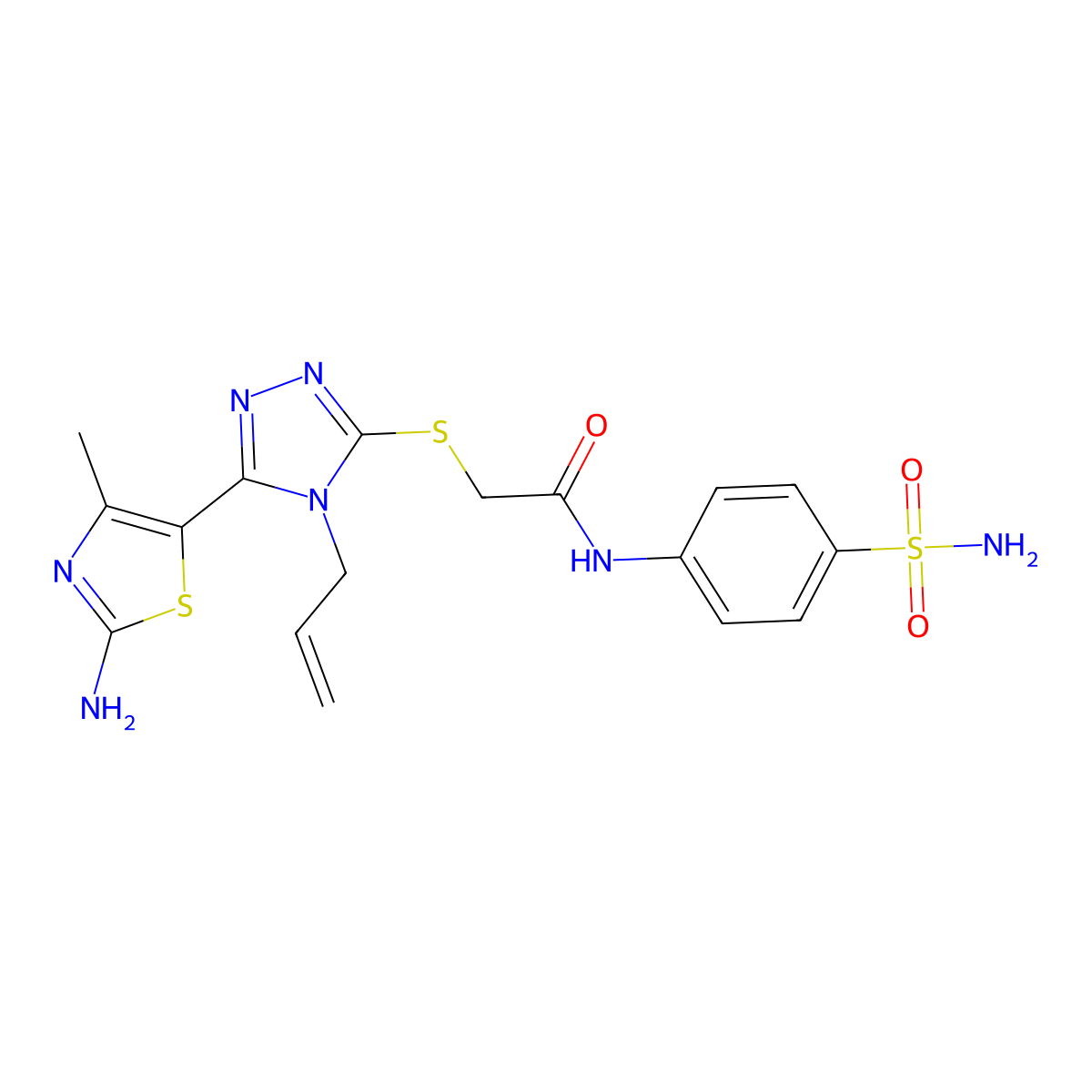 2-[5-(2-amino-4-methyl(1,3-thiazol-5-yl))-4-prop-2-enyl(1,2,4-triazol-3-ylthio)]-N-(4-sulfamoylphenyl)acetamide molecular structure, CAS 615282-59-2