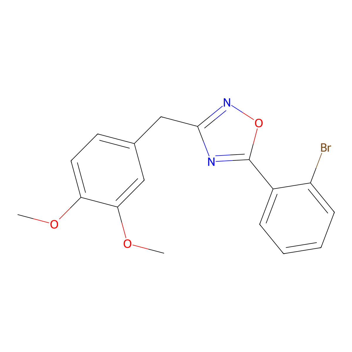 5-(2-Bromophenyl)-3-[(3,4-dimethoxyphenyl)methyl]-1,2,4-oxadiazole molecular structure, CAS 6153-94-2