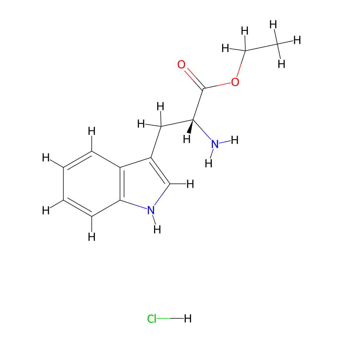 Ethyl D-tryptophanate--hydrogen chloride (1/1) molecular structure, CAS 61535-49-7