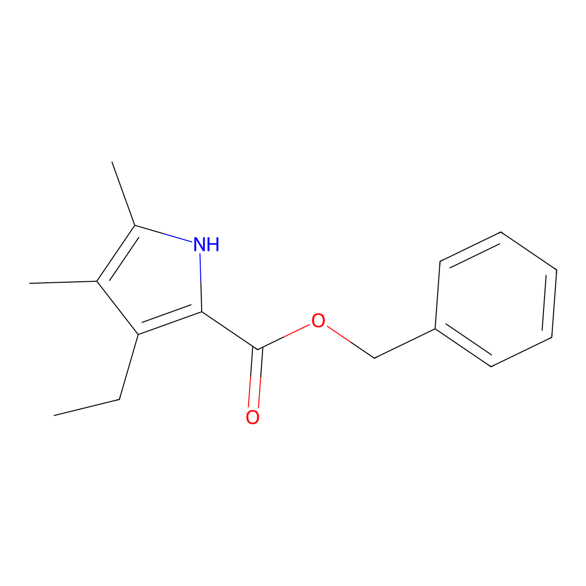 benzyl 3-ethyl-4,5-dimethyl-1H-pyrrole-2-carboxylate molecular structure, CAS 61538-85-0