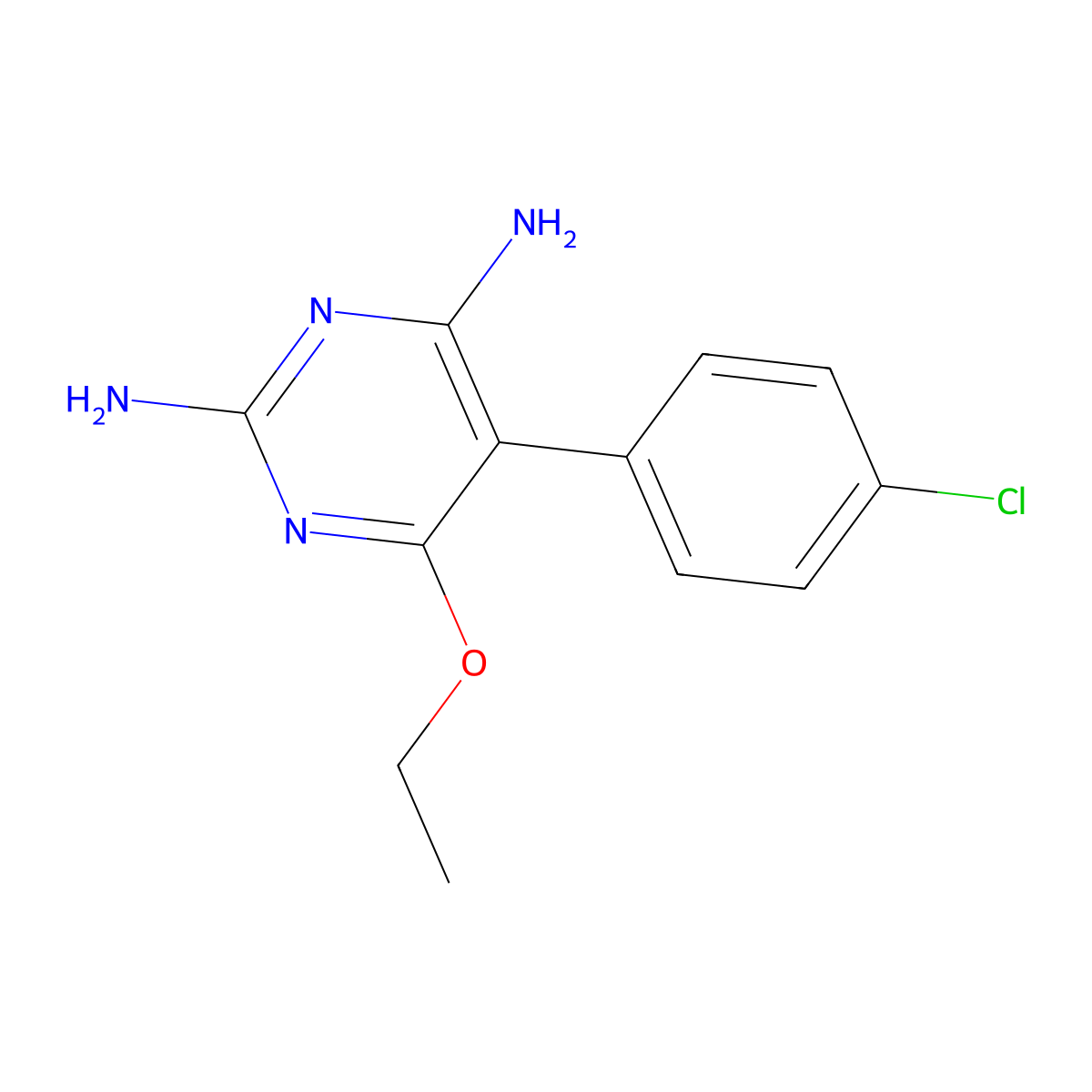 5-(4-Chlorophenyl)-6-ethoxypyrimidine-2,4-diamine molecular structure, CAS 61539-16-0