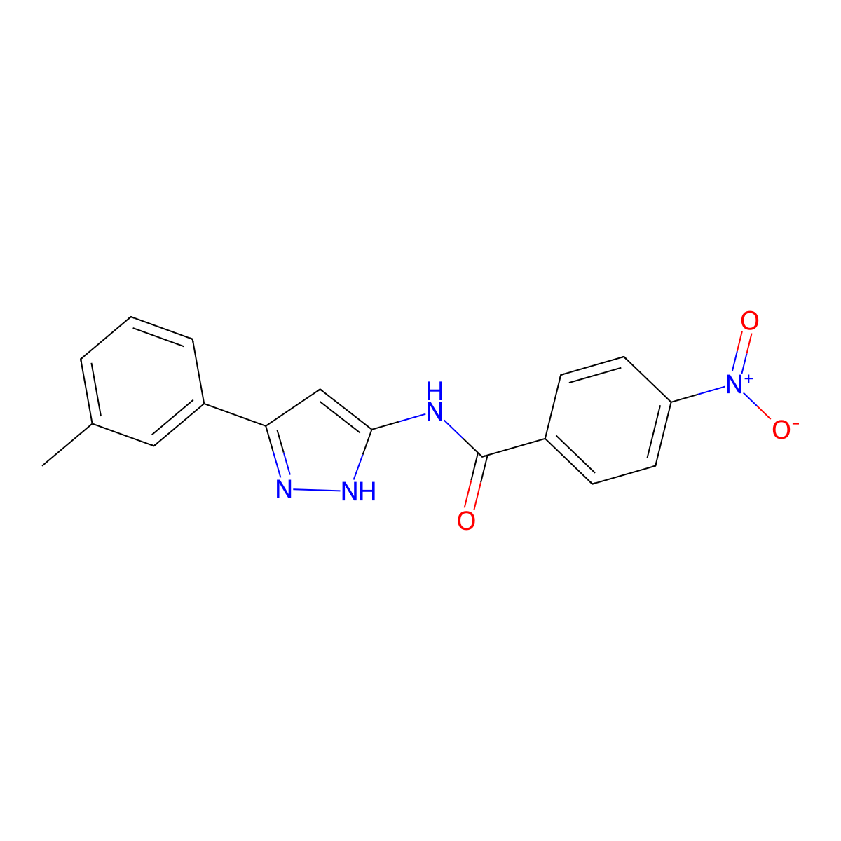N-[5-(3-methylphenyl)-1H-pyrazol-3-yl]-4-nitrobenzamide molecular structure, CAS 6154-01-4