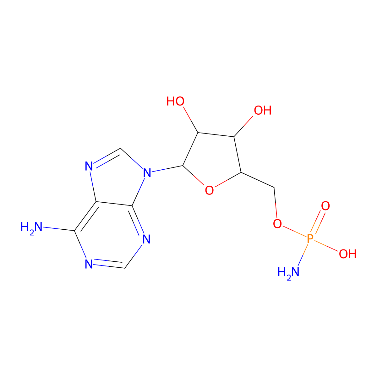 Adenosine, 5'-phosphoramidate molecular structure, CAS 6154-31-0