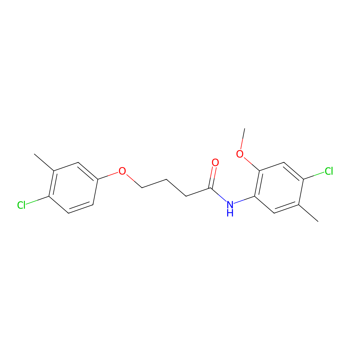 N-(4-chloro-2-methoxy-5-methylphenyl)-4-(4-chloro-3-methylphenoxy)butanamide molecular structure, CAS 6154-76-3