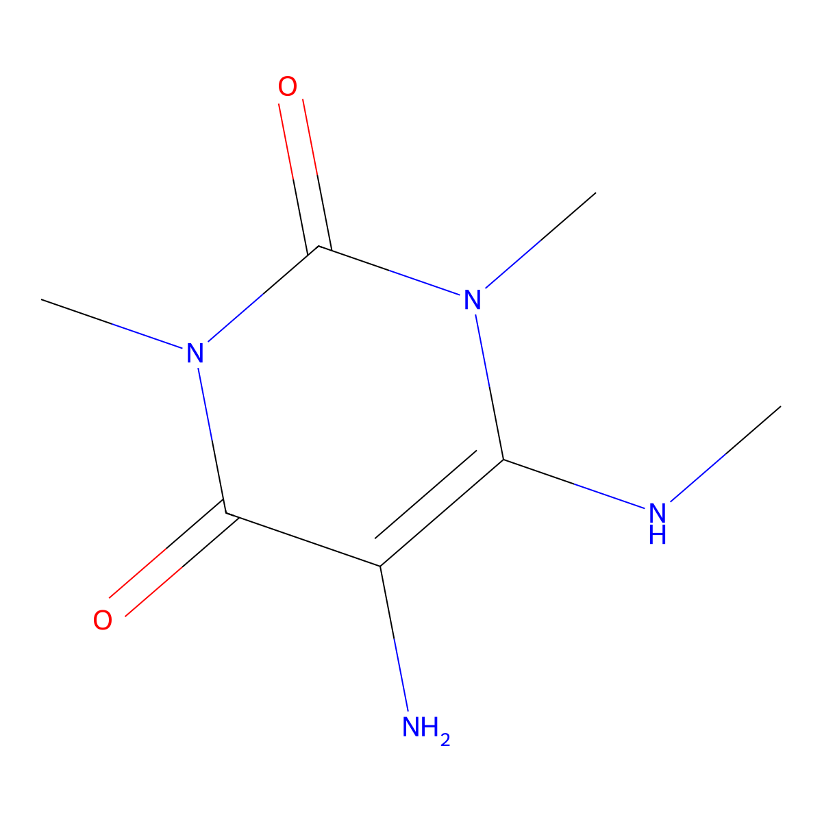 2,4(1H,3H)-Pyrimidinedione, 5-amino-1,3-dimethyl-6-(methylamino)- molecular structure, CAS 61541-46-6