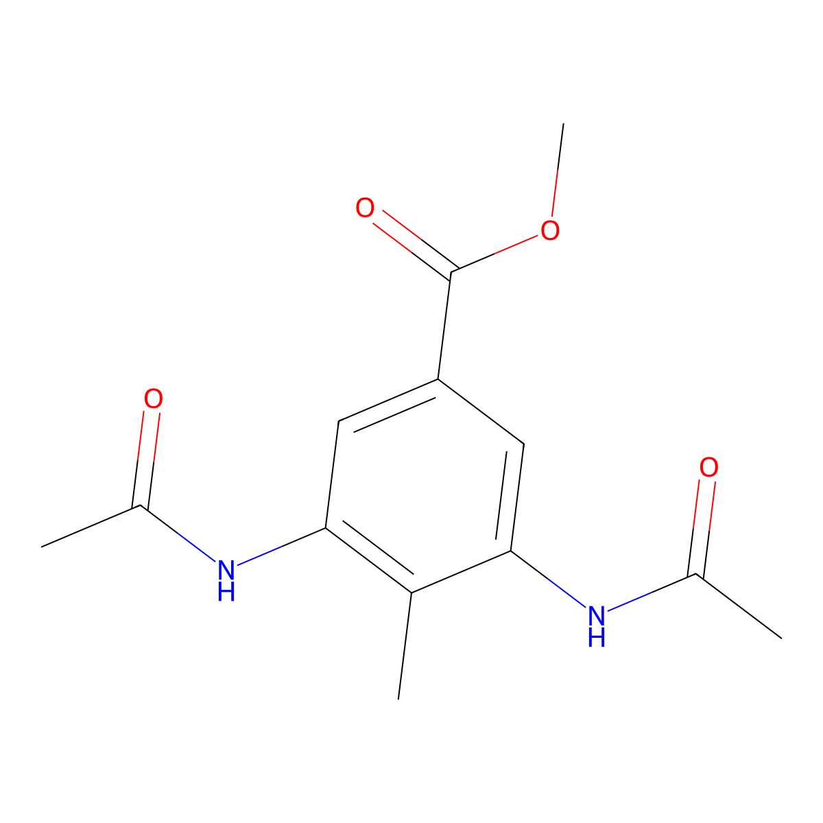 Methyl 3,5-diacetamido-4-methylbenzoate molecular structure, CAS 61544-73-8