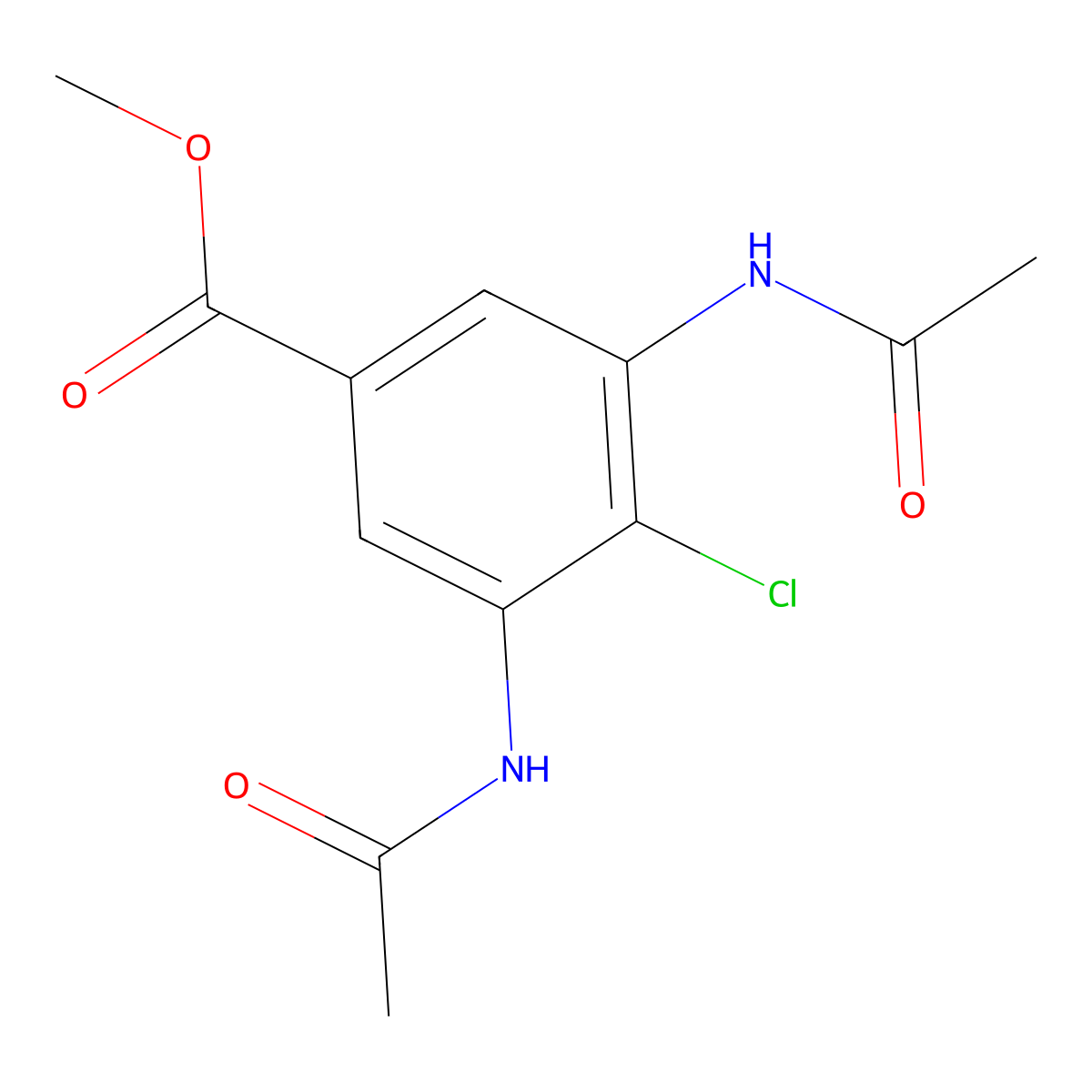 Benzoic acid, 3,5-bis(acetylamino)-4-chloro-, methyl ester molecular structure, CAS 61544-92-1
