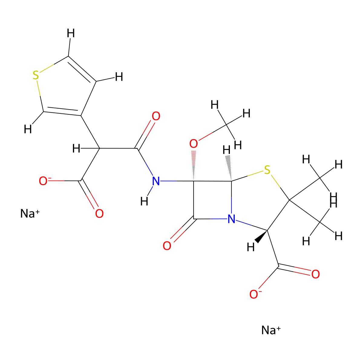 Temocillin sodium molecular structure, CAS 61545-06-0