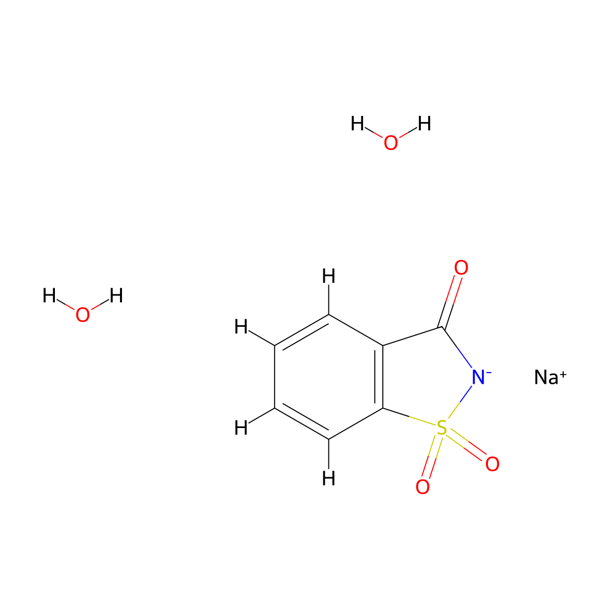 Sodium saccharin dihydrate molecular structure, CAS 6155-57-3