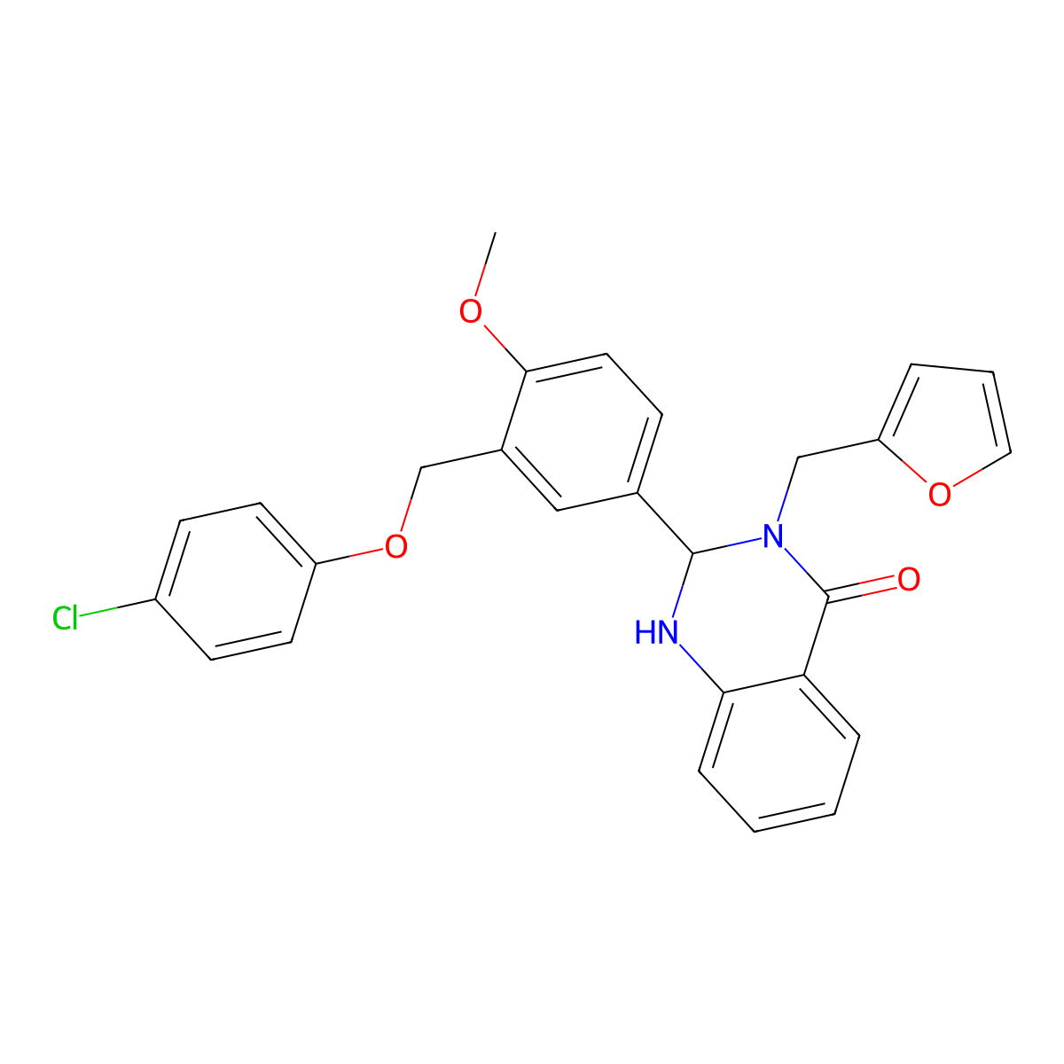 2-[3-[(4-Chlorophenoxy)methyl]-4-methoxyphenyl]-3-(furan-2-ylmethyl)-1,2-dihydroquinazolin-4-one molecular structure, CAS 6155-84-6