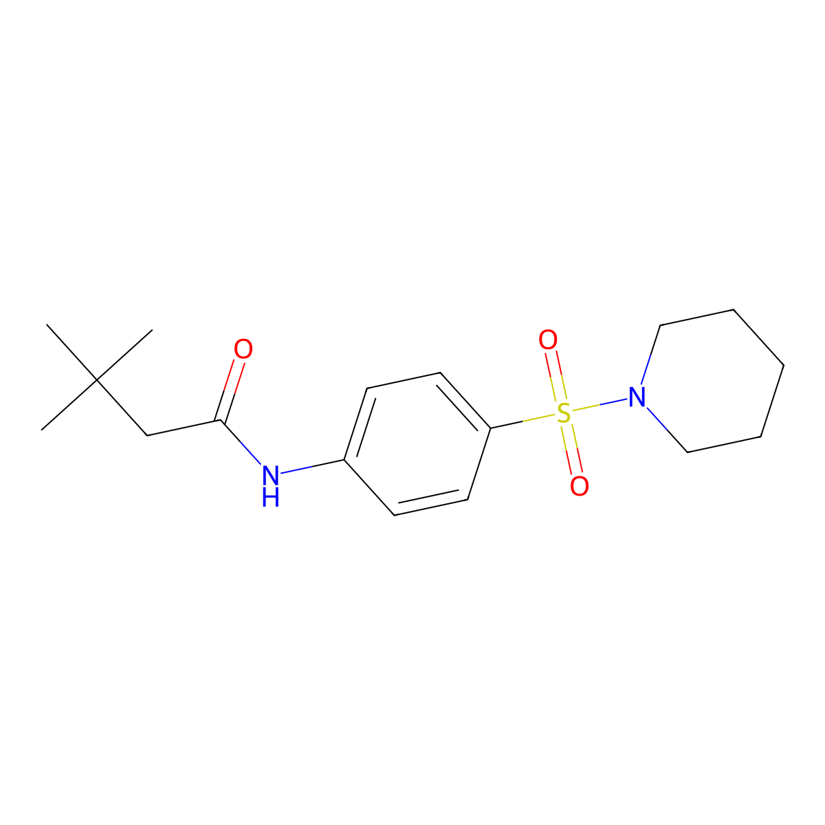 3,3-dimethyl-N-[4-(piperidin-1-ylsulfonyl)phenyl]butanamide molecular structure, CAS 6155-98-2