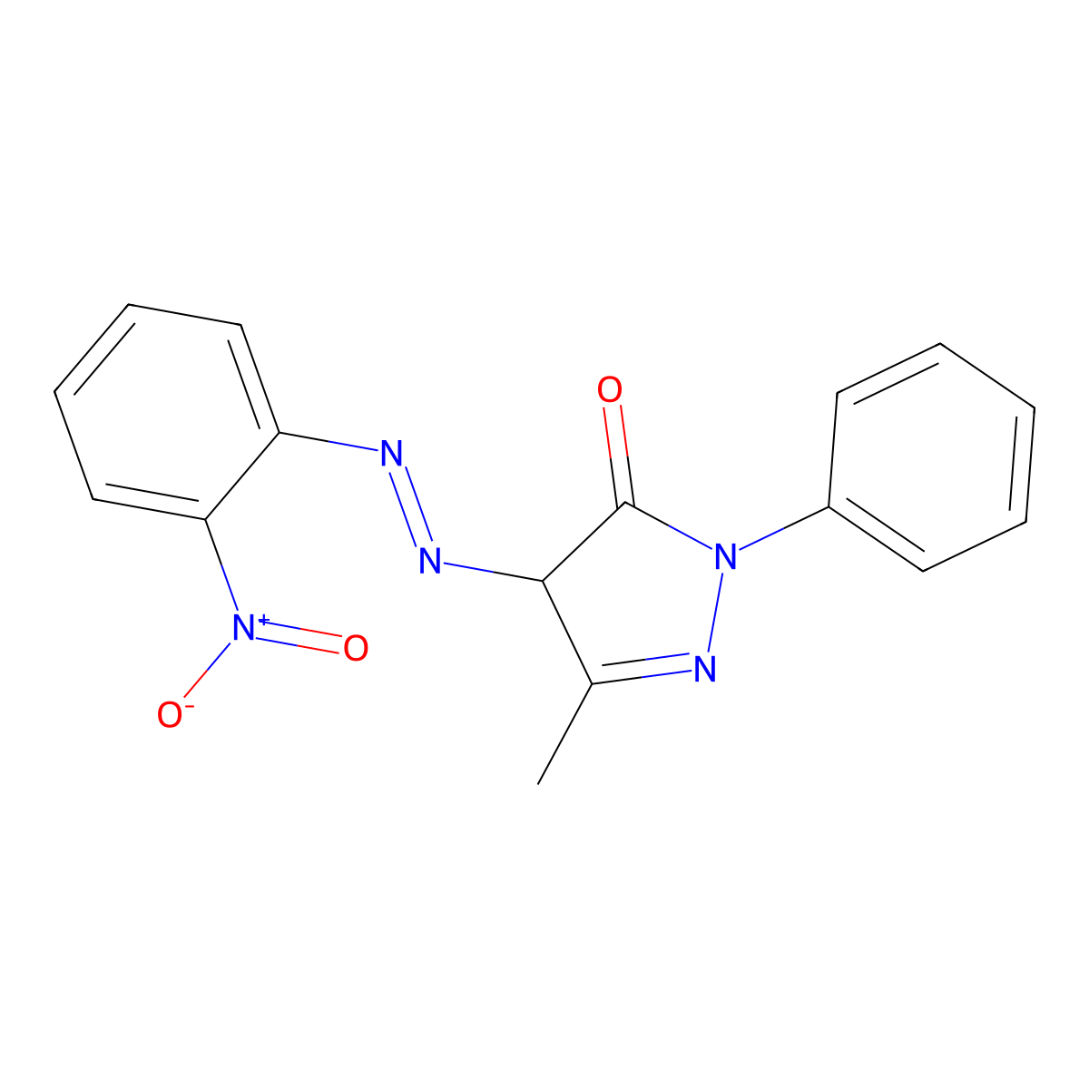 5-Methyl-4-((2-nitrophenyl)diazenyl)-2-phenyl-2,4-dihydro-3H-pyrazol-3-one molecular structure, CAS 61550-69-4