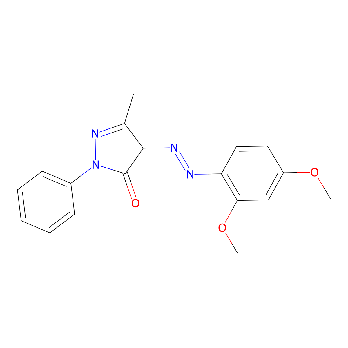 3H-Pyrazol-3-one, 4-[2-(2,4-dimethoxyphenyl)diazenyl]-2,4-dihydro-5-methyl-2-phenyl- molecular structure, CAS 61550-72-9