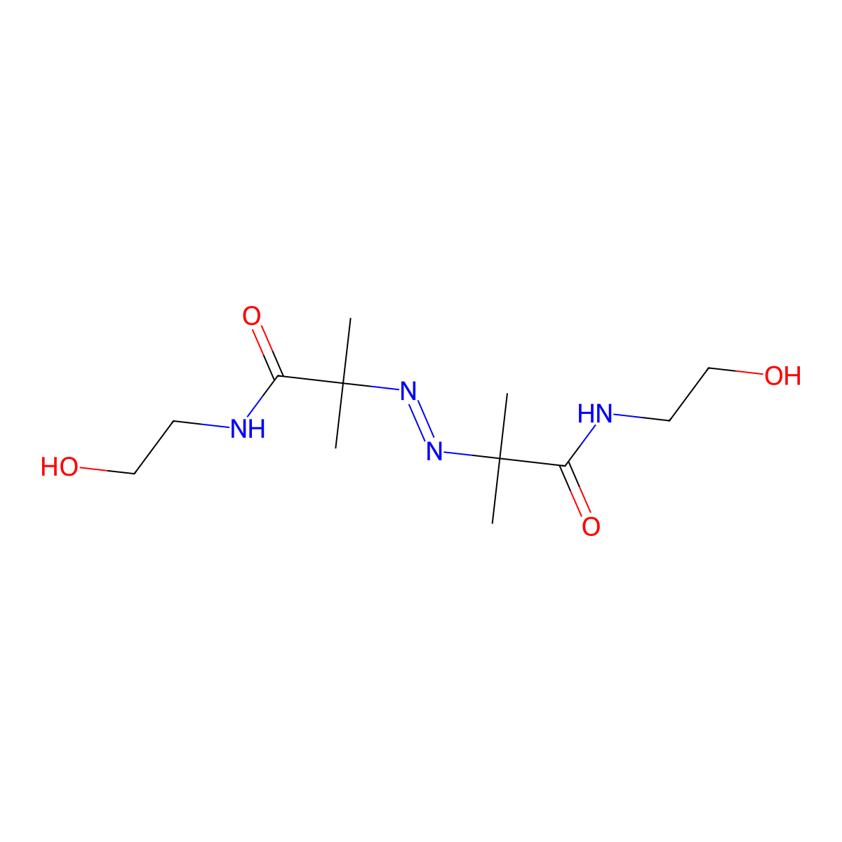 Propanamide, 2,2'-(1,2-diazenediyl)bis[N-(2-hydroxyethyl)-2-methyl- molecular structure, CAS 61551-69-7