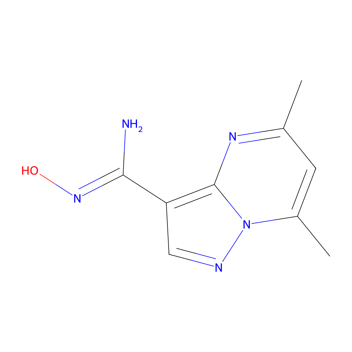N'-hydroxy-5,7-dimethylpyrazolo[1,5-a]pyrimidine-3-carboximidamide molecular structure, CAS 61552-51-0