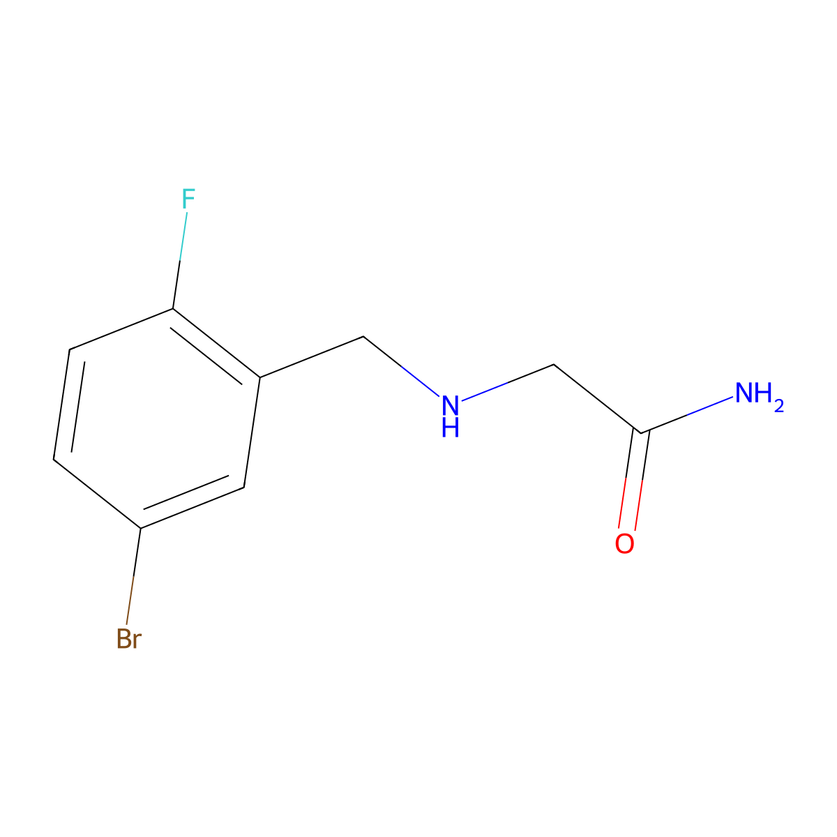 2-{[(5-Bromo-2-fluorophenyl)methyl]amino}acetamide molecular structure, CAS 615534-66-2