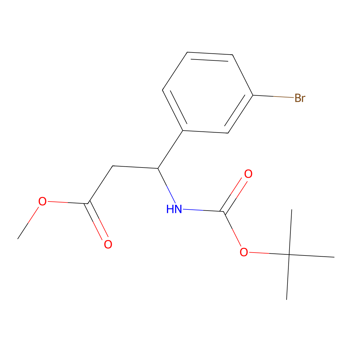 Methyl 3-(3-bromophenyl)-3-{[(tert-butoxy)carbonyl]amino}propanoate molecular structure, CAS 615534-94-6