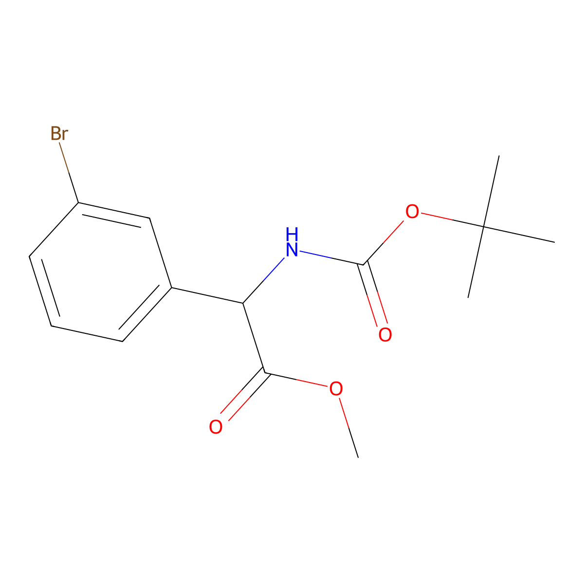 Methyl 2-(3-bromophenyl)-2-{[(tert-butoxy)carbonyl]amino}acetate molecular structure, CAS 615534-95-7