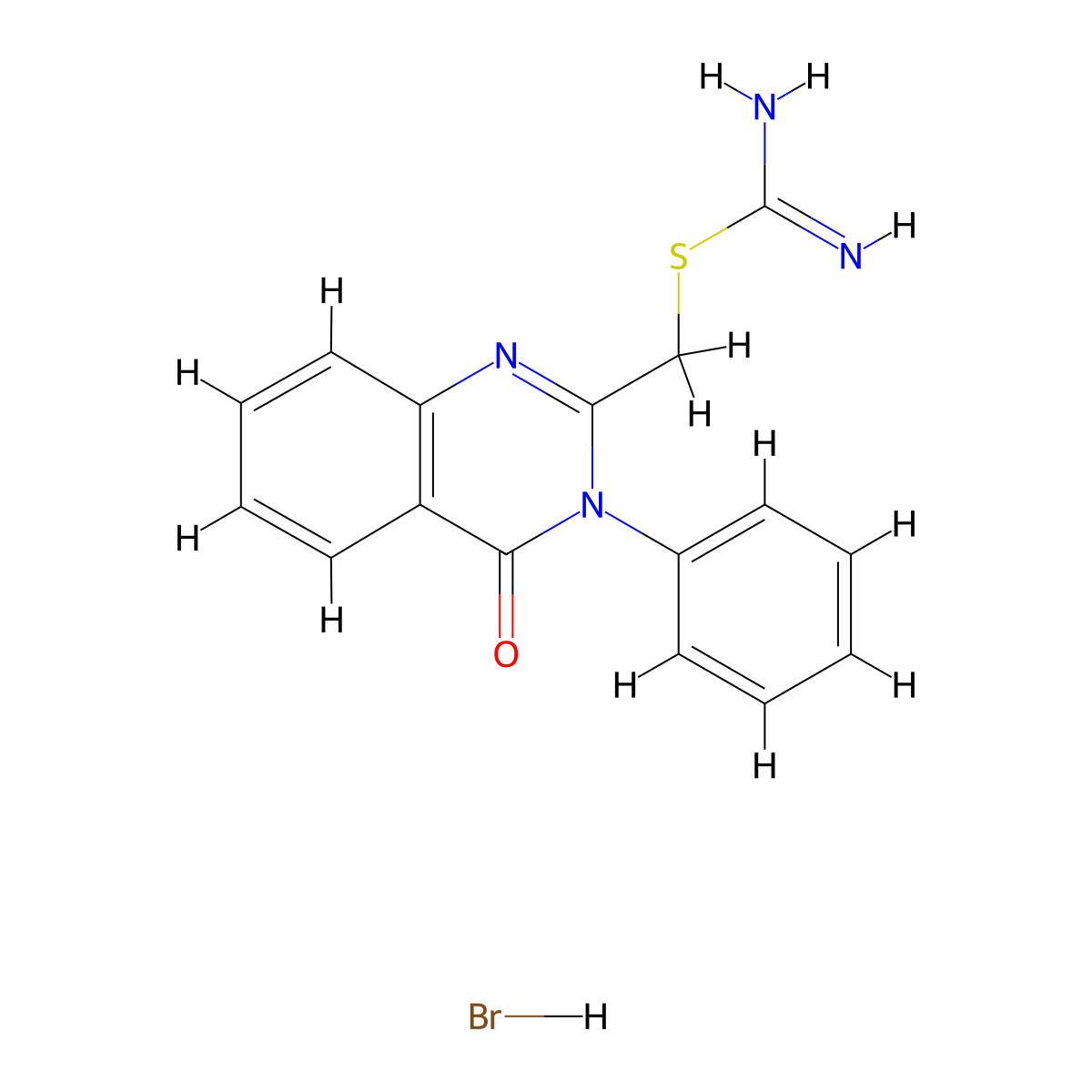 Pseudourea, 2-((3,4-dihydro-4-oxo-3-phenylquinazolin-2-yl)methyl)-2-thio-, monohydrobromide molecular structure, CAS 61554-96-9