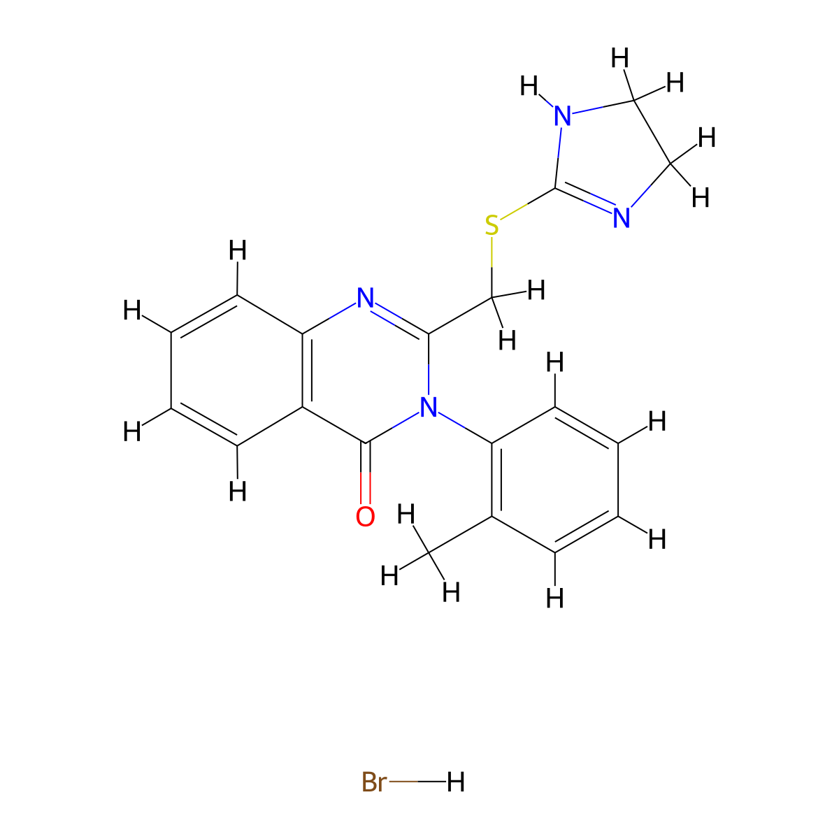 4(3H)-Quinazolinone, 2-((2-imidazolin-2-ylthio)methyl)-3-o-tolyl-, monohydrobromide molecular structure, CAS 61555-02-0