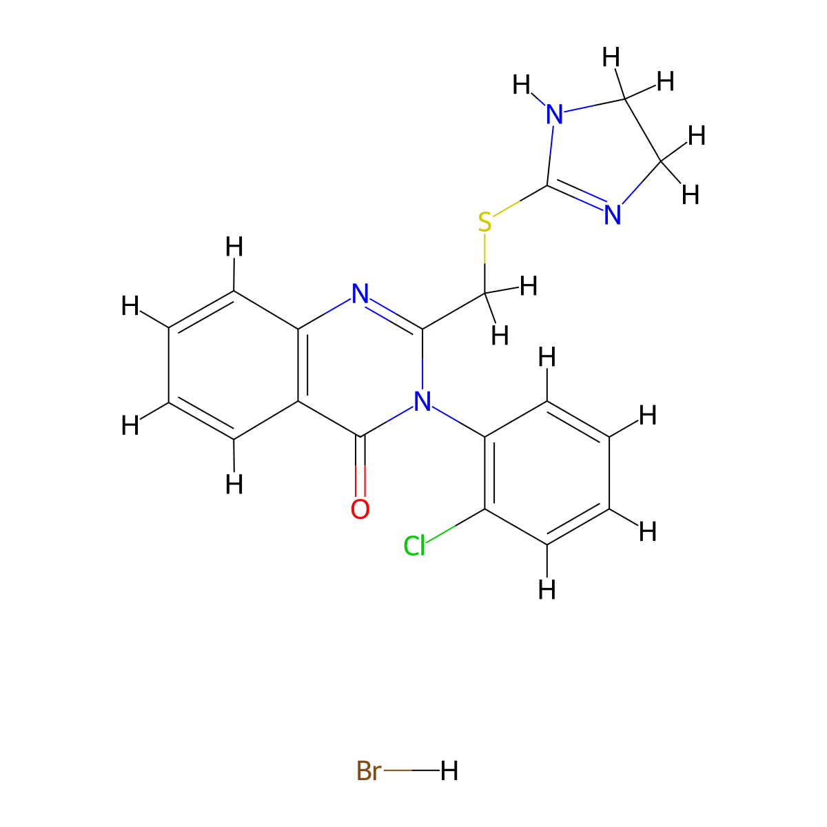4(3H)-Quinazolinone, 3-(o-chlorophenyl)-2-((2-imidazolin-2-ylthio)methyl)-, monohydrobromide molecular structure, CAS 61555-03-1