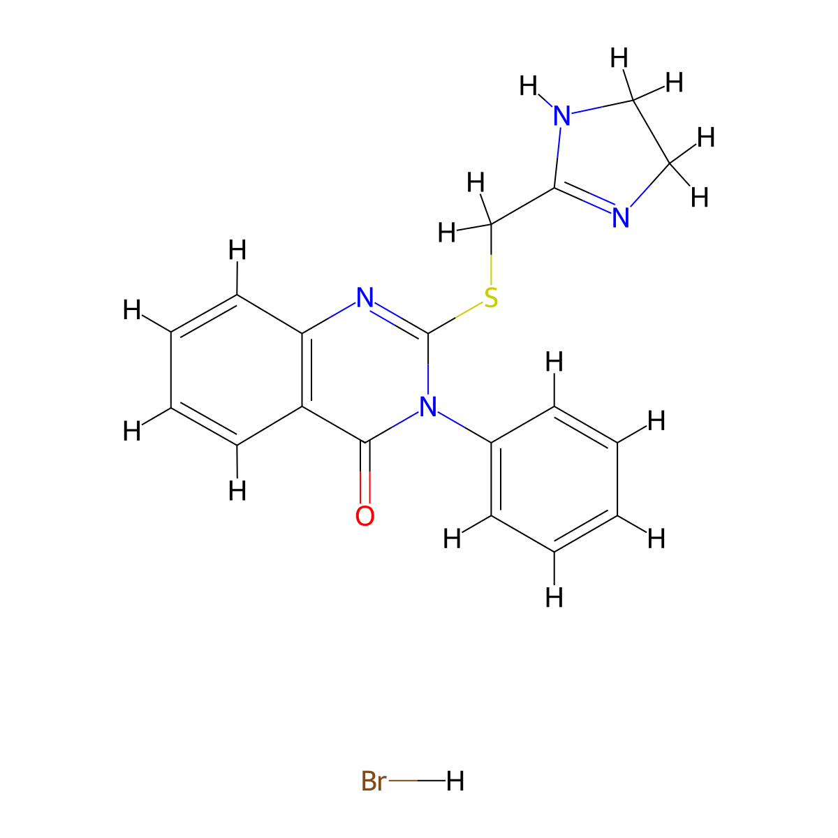 4(3H)-Quinazolinone, 2-((2-imidazolin-2-ylmethyl)thio)-3-phenyl-, monohydrobromide molecular structure, CAS 61555-05-3