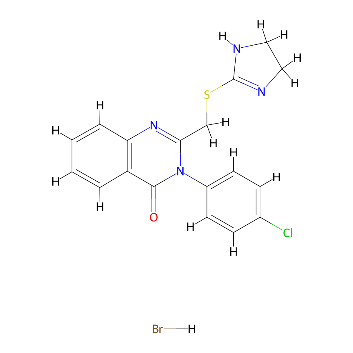 4(3H)-Quinazolinone, 3-(p-chlorophenyl)-2-((2-imidazolin-2-ylthio)methyl-, monohydrobromide molecular structure, CAS 61555-07-5