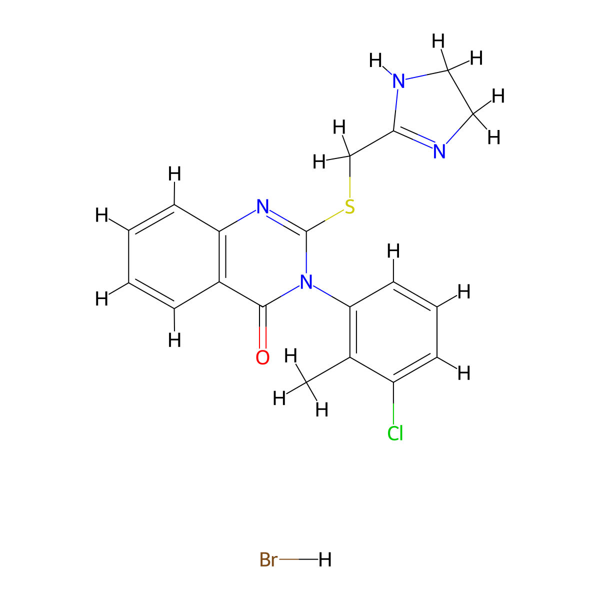 4(3H)-Quinazolinone, 3-(3-chloro-o-tolyl)-2-((2-imidazolin-2-ylmethyl)thio)-, monohydrobromide molecular structure, CAS 61555-08-6