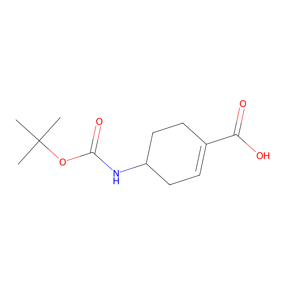 4-[(Tert-butoxycarbonyl)amino]cyclohex-1-ene-1-carboxylic acid molecular structure, CAS 615568-43-9