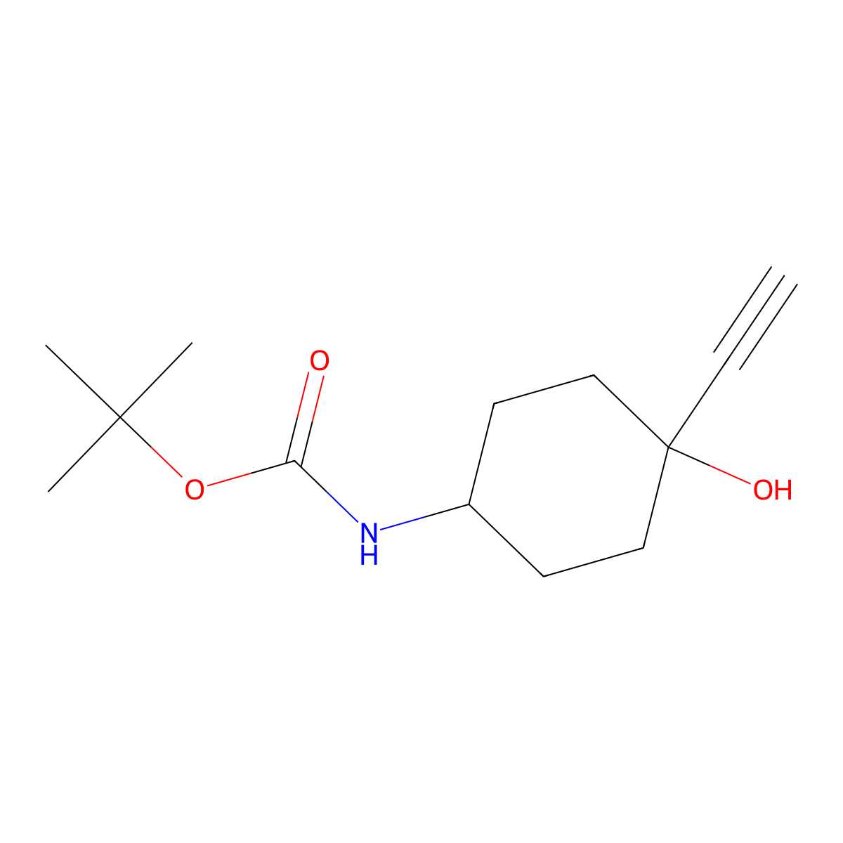 Tert-butyl (4-ethynyl-4-hydroxycyclohexyl)carbamate molecular structure, CAS 615569-24-9