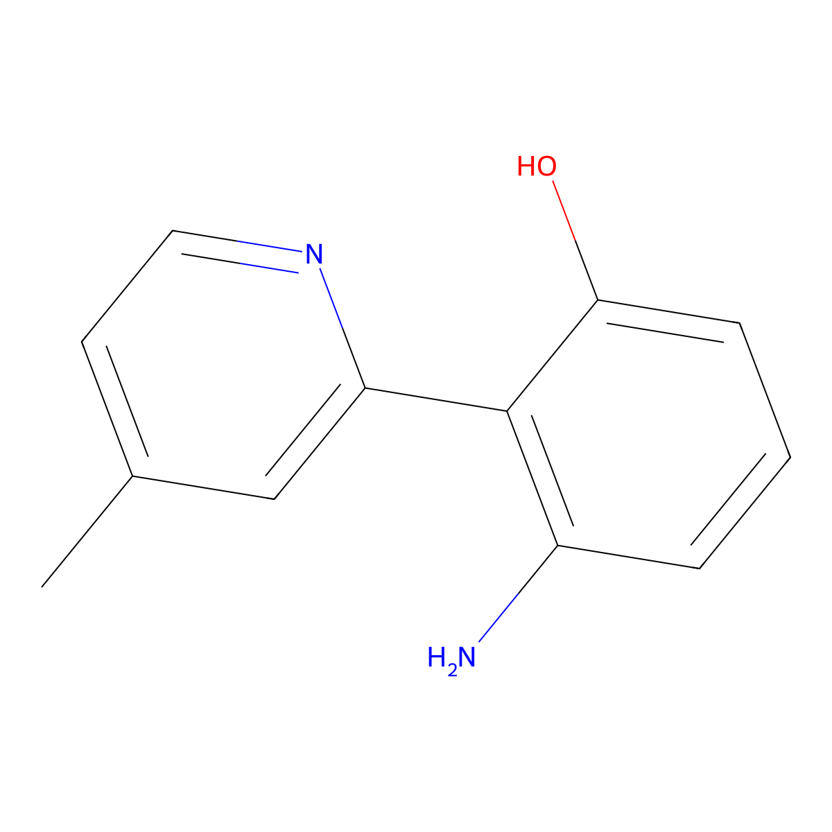 3-Amino-2-(4-methyl-2-pyridinyl)phenol molecular structure, CAS 615572-75-3