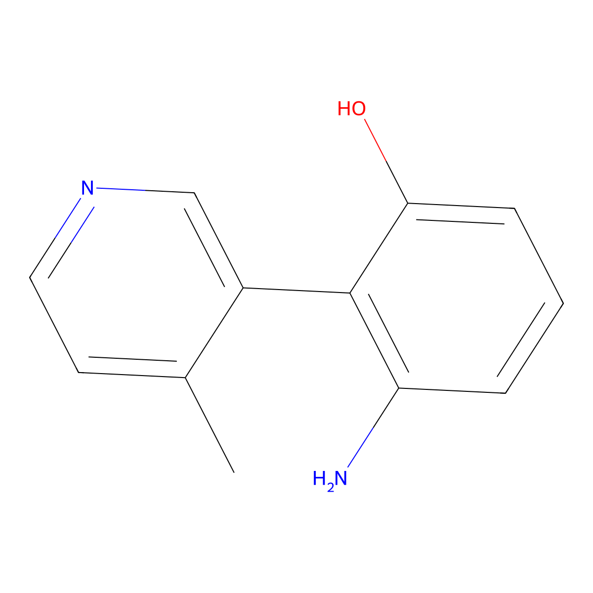 3-Amino-2-(4-methyl-3-pyridinyl)phenol molecular structure, CAS 615572-95-7