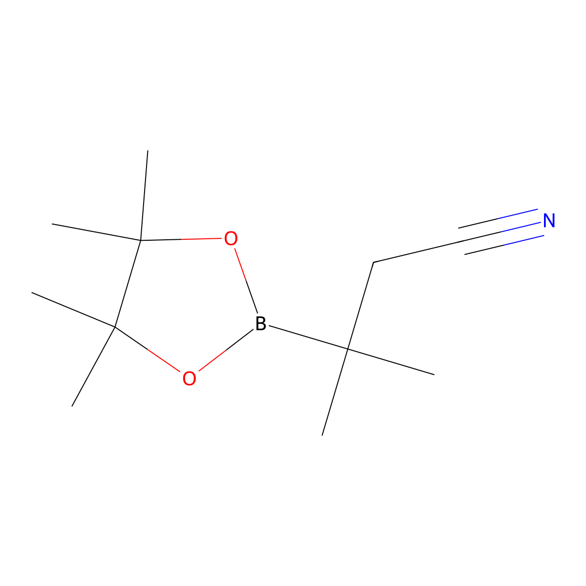 3-Methyl-3-(4,4,5,5-tetramethyl-1,3,2-dioxaborolan-2-yl)butanenitrile molecular structure, CAS 615573-49-4