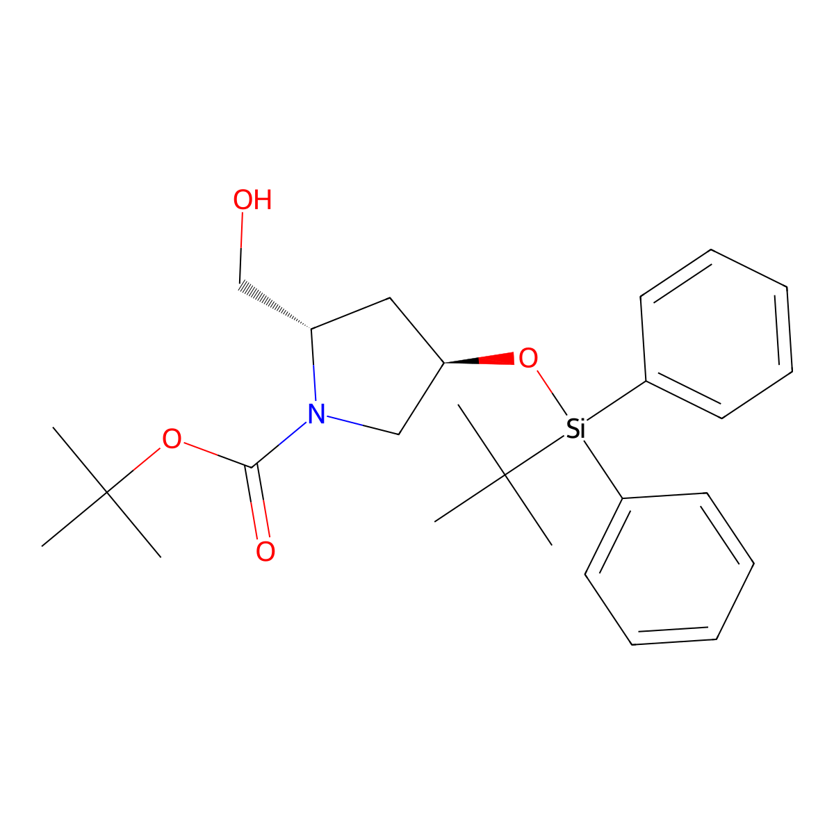 Tert-butyl (2S,4R)-4-[tert-butyl(diphenyl)silyl]oxy-2-(hydroxymethyl)pyrrolidine-1-carboxylate molecular structure, CAS 615582-98-4