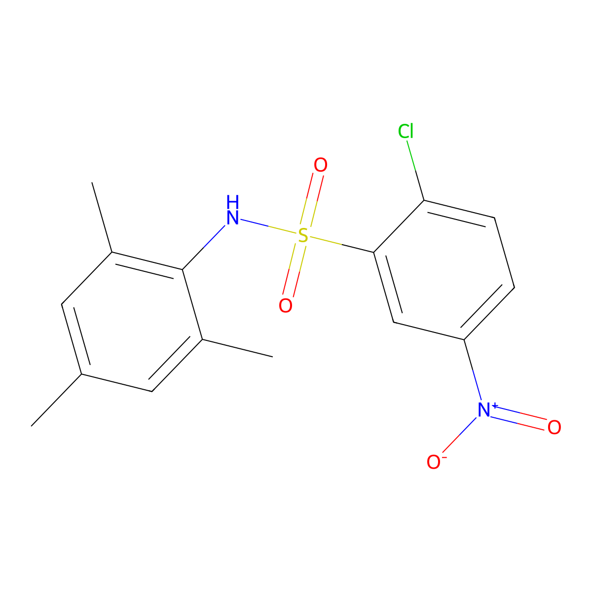 2-chloro-5-nitro-N-(2,4,6-trimethylphenyl)benzenesulfonamide molecular structure, CAS 6156-67-8