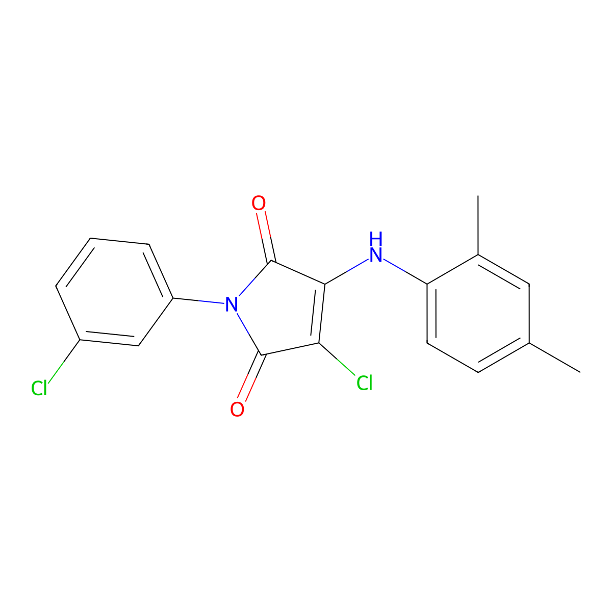 3-Chloro-1-(3-chlorophenyl)-4-(2,4-dimethylanilino)-1H-pyrrole-2,5-dione molecular structure, CAS 6156-83-8