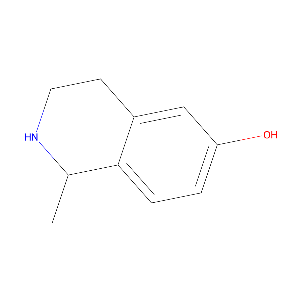 6-Isoquinolinol, 1,2,3,4-tetrahydro-1-methyl- molecular structure, CAS 61562-93-4