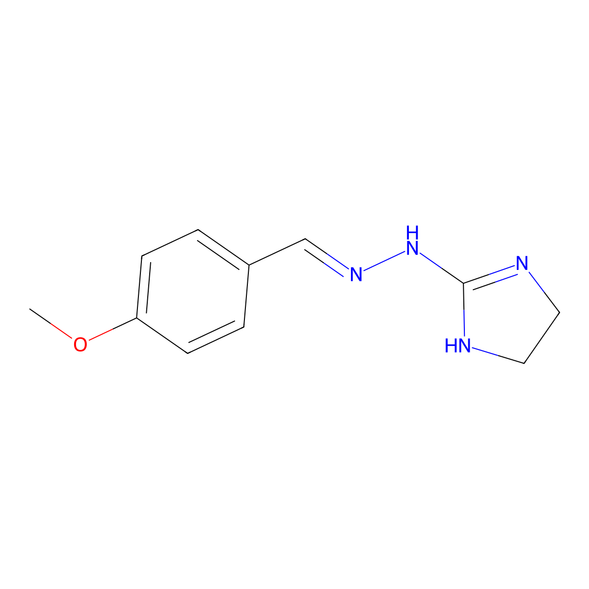 2-{2-[(4-Methoxyphenyl)methylidene]hydrazin-1-YL}-4,5-dihydro-1H-imidazole molecular structure, CAS 61564-40-7