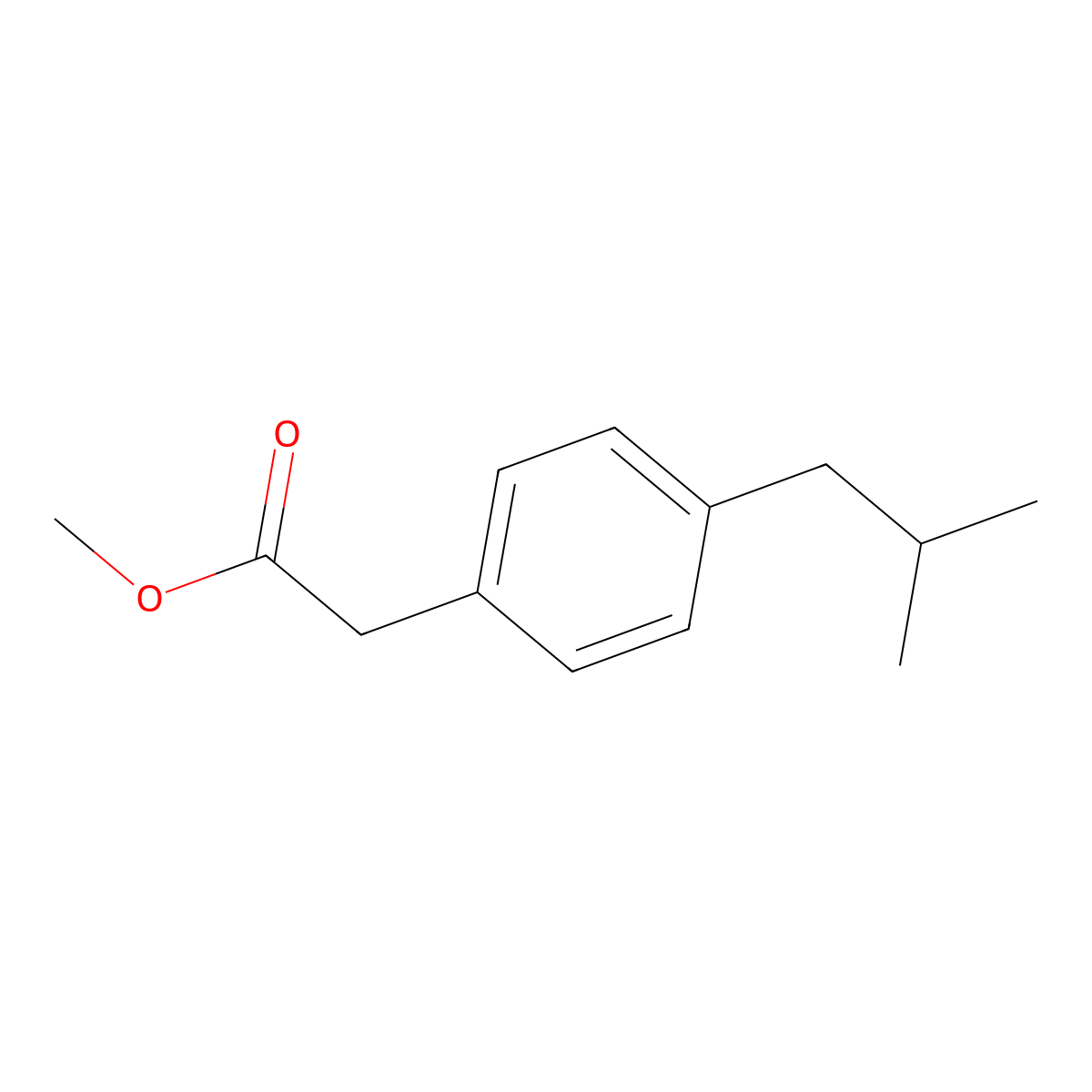 Methyl 2-(4-isobutylphenyl)acetate molecular structure, CAS 61566-33-4