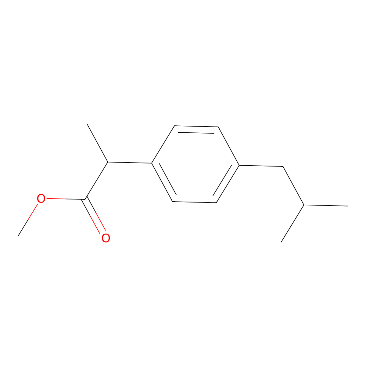Ibuprofen methyl ester molecular structure, CAS 61566-34-5