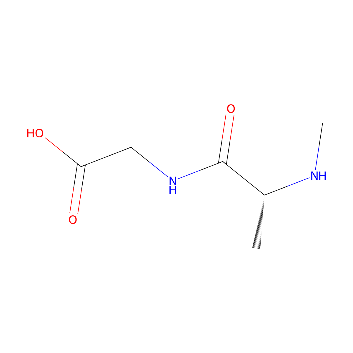 (R)-2-(2-(Methylamino)propanamido)acetic acid molecular structure, CAS 61567-91-7