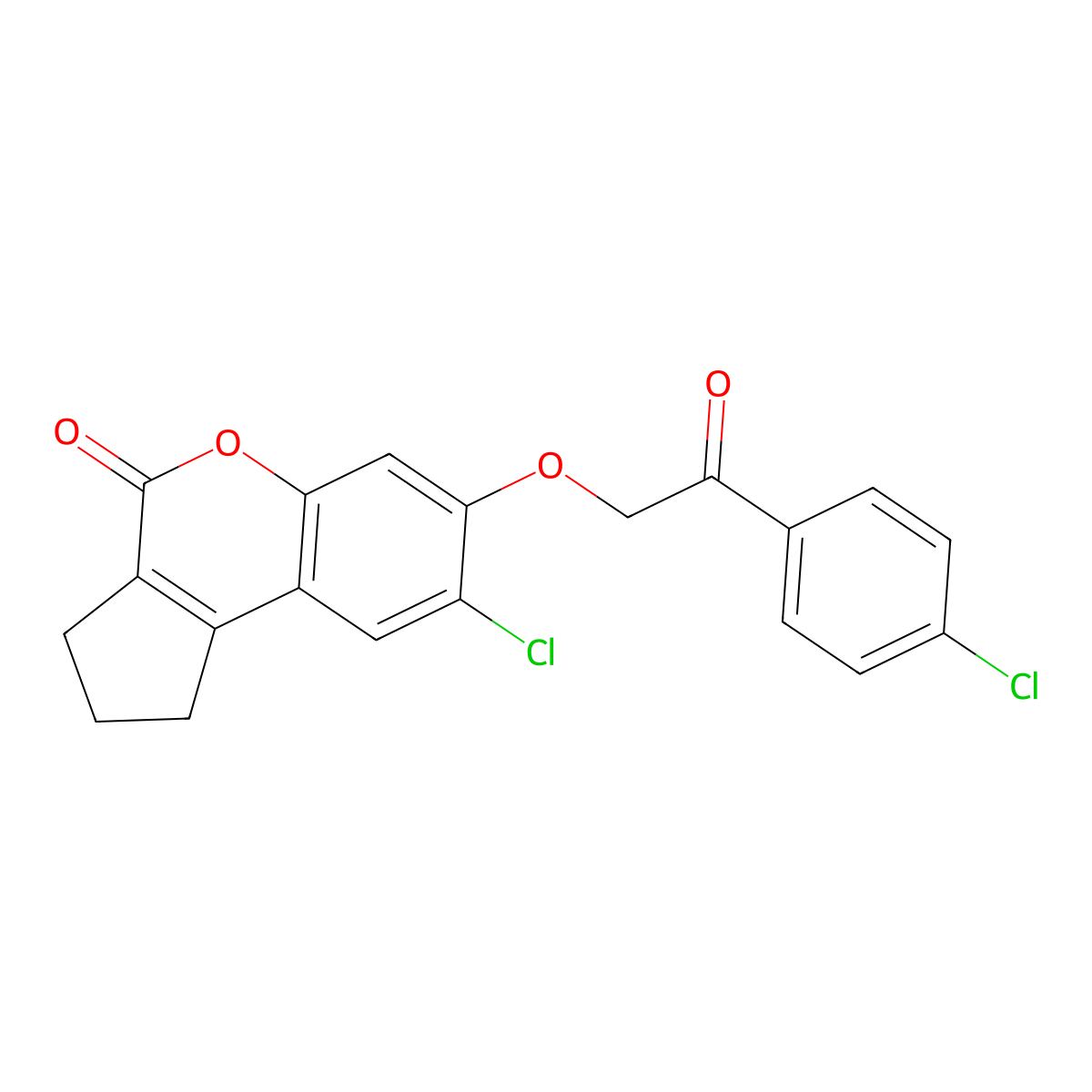 8-chloro-7-[2-(4-chlorophenyl)-2-oxoethoxy]-2,3-dihydrocyclopenta[c]chromen-4(1H)-one molecular structure, CAS 6157-93-3