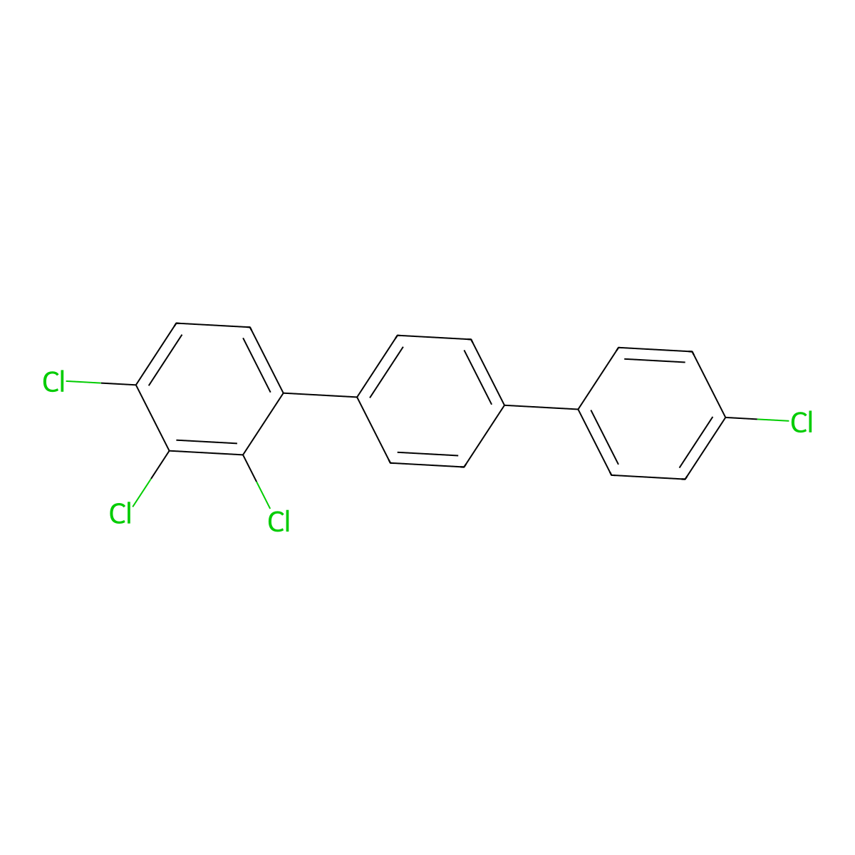1,1':4',1''-Terphenyl, 2,3,4,4''-tetrachloro- molecular structure, CAS 61576-94-1
