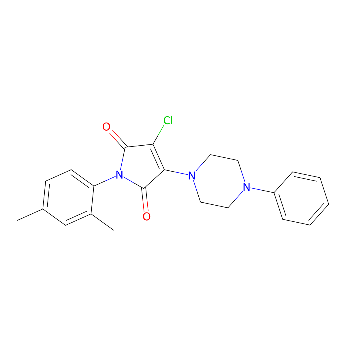 3-chloro-1-(2,4-dimethylphenyl)-4-(4-phenylpiperazin-1-yl)-1H-pyrrole-2,5-dione molecular structure, CAS 6158-04-9